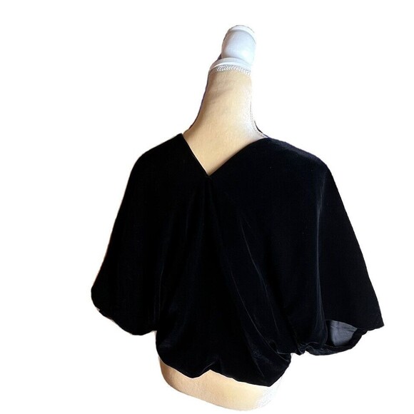 Vintage Giorgio Armani Black Velvet Bolero Shrug Satin Liner W/Studded Signature - Picture 5 of 11